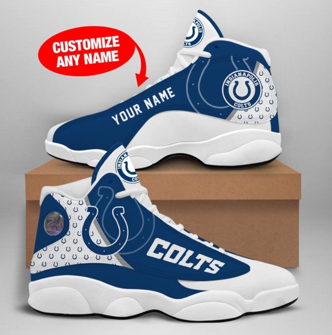 Personalized Name Indianapolis Colts Jordan 13 Sneakers – Custom Jd13 Shoes