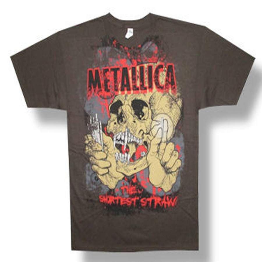 Metallica-Pushead Skull-The Shortest Straw – Brown T-shirt