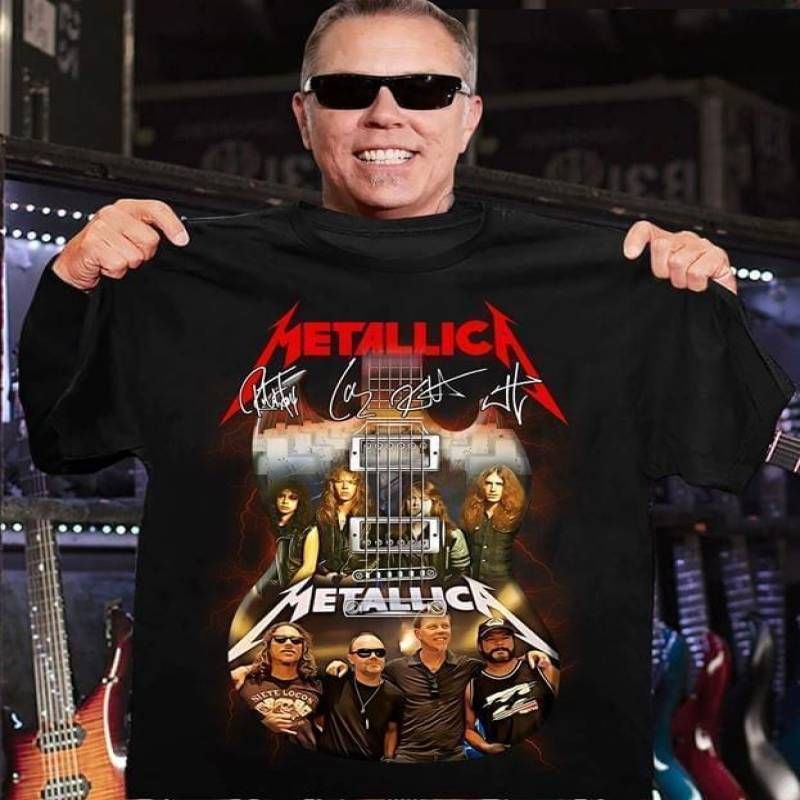 Metallica Gutiar Band Members Signed T Shirt