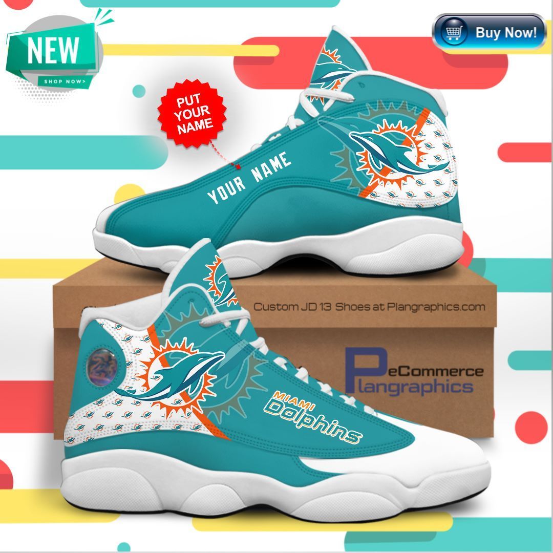 Personalized Name Miami Dolphins Jordan 13 Sneakers – Custom Jd13 Shoes
