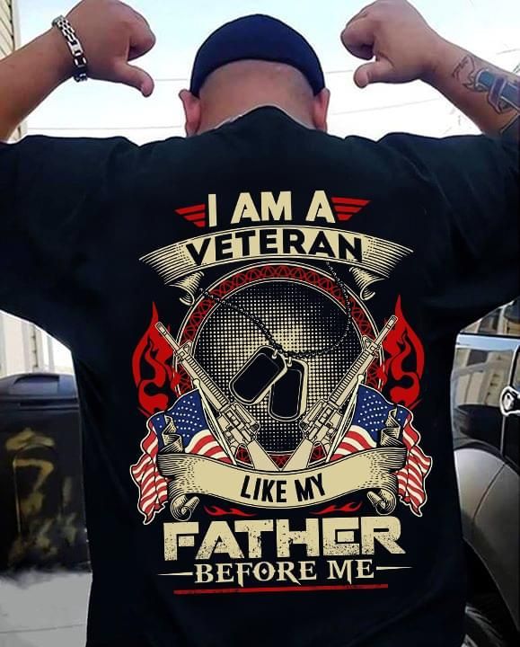 I am a veteran like my father before me dog tag us flag shirt Tshirt Hoodie Sweater